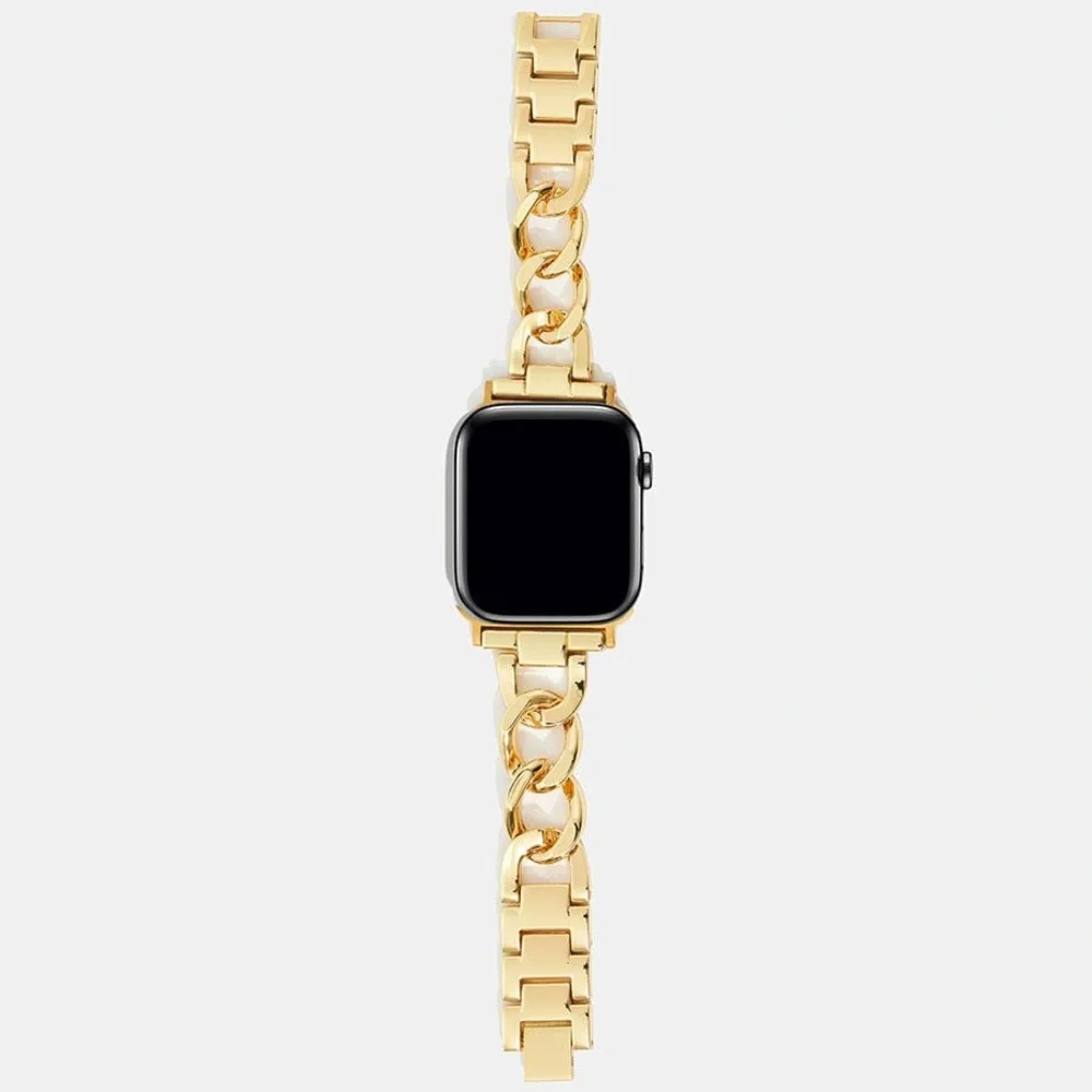 Apple watch strap 42mm 44mm 45mm cuban yellow gold stainless PVD plated iwatch
